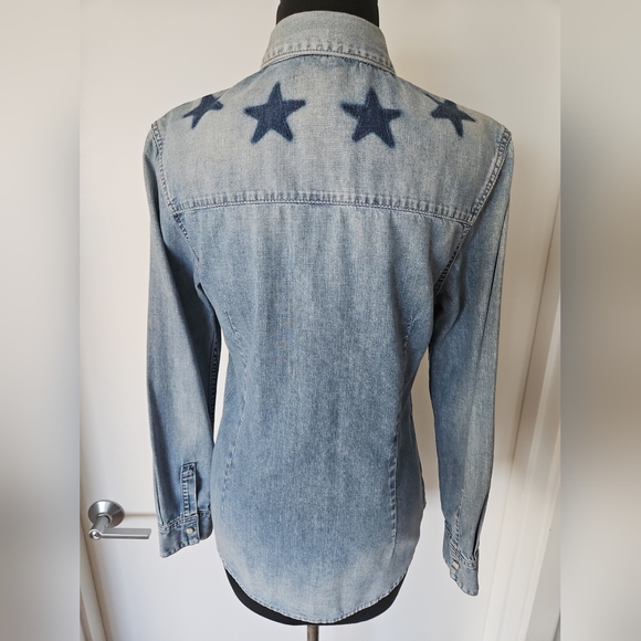 $1,130 GIVENCHY Stars Denim Button-Up 42 (IT) 8 (US) Medium - Picture 9 of 12